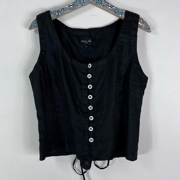 OLARS ULLA 100% Linen Sleeveless Corset Style Lace Up Back Top LagenLook - Picture 6 of 11